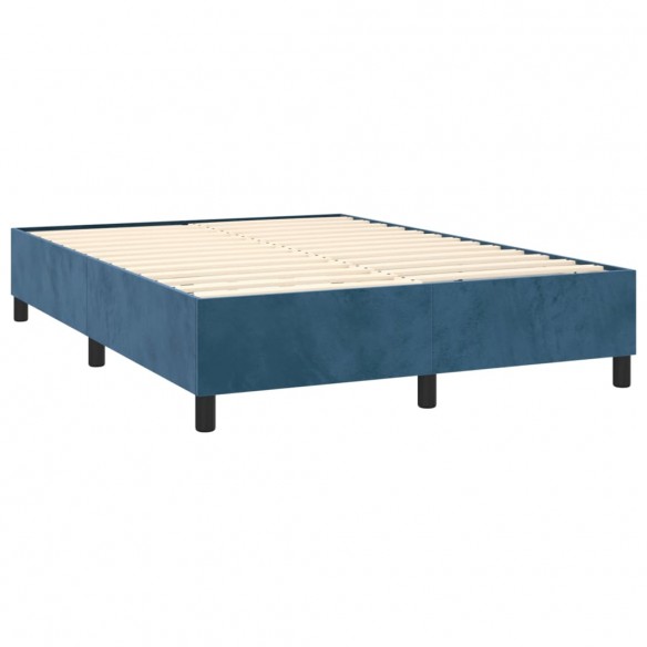 Cadre de lit et matelas Bleu foncé 140x200cm Velours