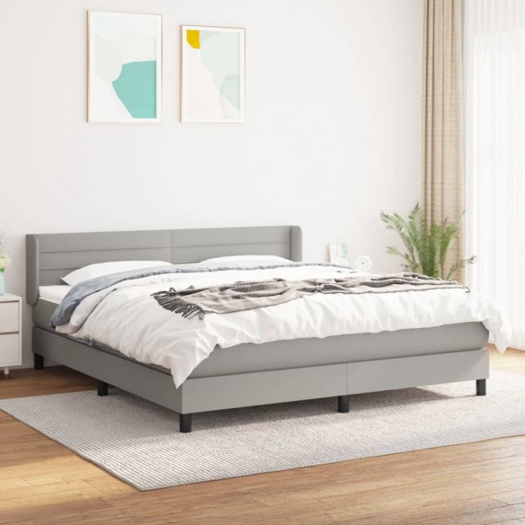 Cadre de lit avec matelas Gris clair 180x200cm Tissu