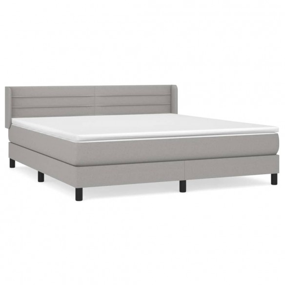 Sommier à lattes de lit avec matelas Gris clair 180x200cm Tissu