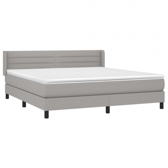 Cadre de lit avec matelas Gris clair 180x200cm Tissu