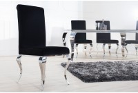 Chaise de salle à manger design baroque en velours noir
