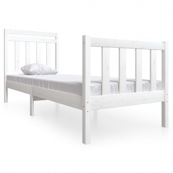 Cadre de lit Blanc Bois massif 75x190 cm Petit simple