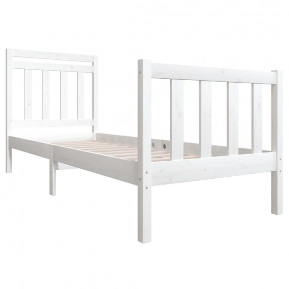 Cadre de lit Blanc Bois massif 75x190 cm Petit simple