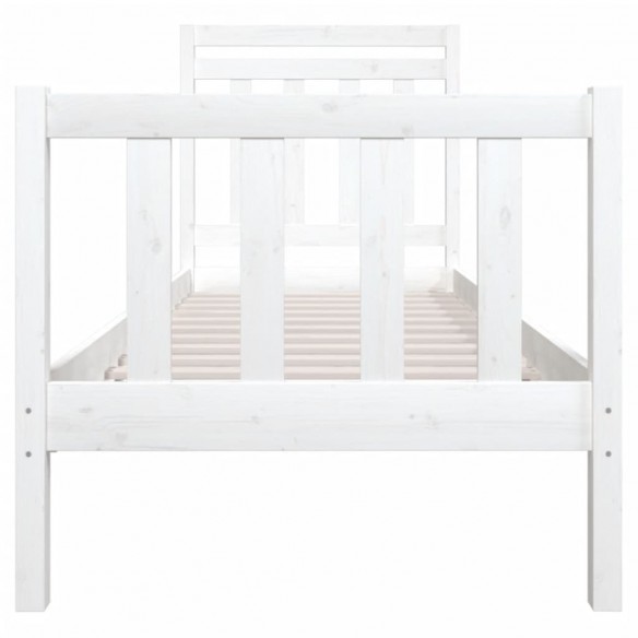 Cadre de lit Blanc Bois massif 75x190 cm Petit simple