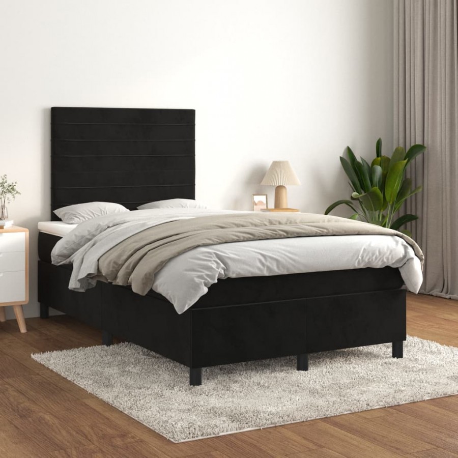 Cadre de lit avec matelas Noir 120x200 cm Velours