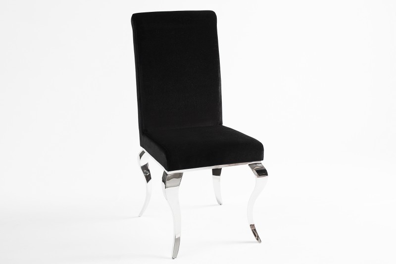 Chaise de salle à manger design baroque en velours noir