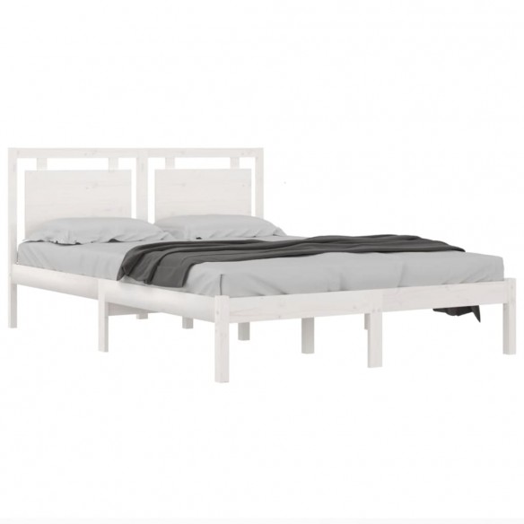 Cadre de lit Blanc Bois massif 135x190 cm Double