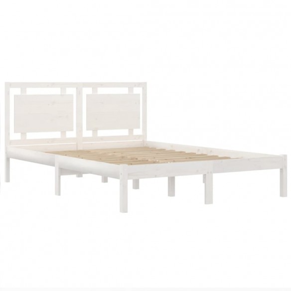 Cadre de lit Blanc Bois massif 135x190 cm Double