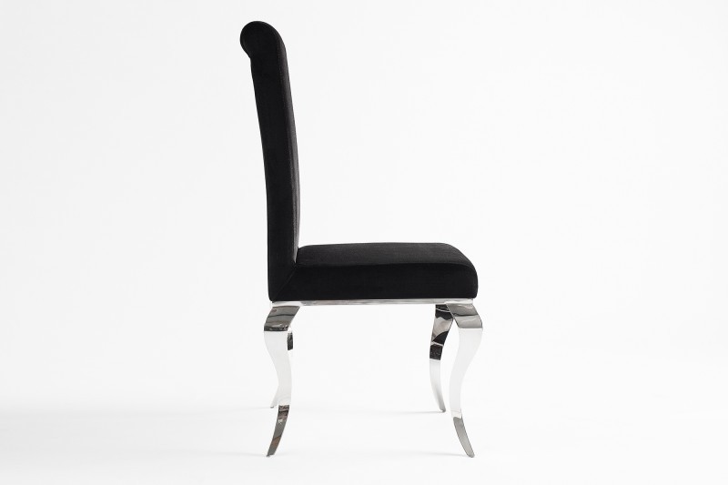 Chaise de salle à manger design baroque en velours noir