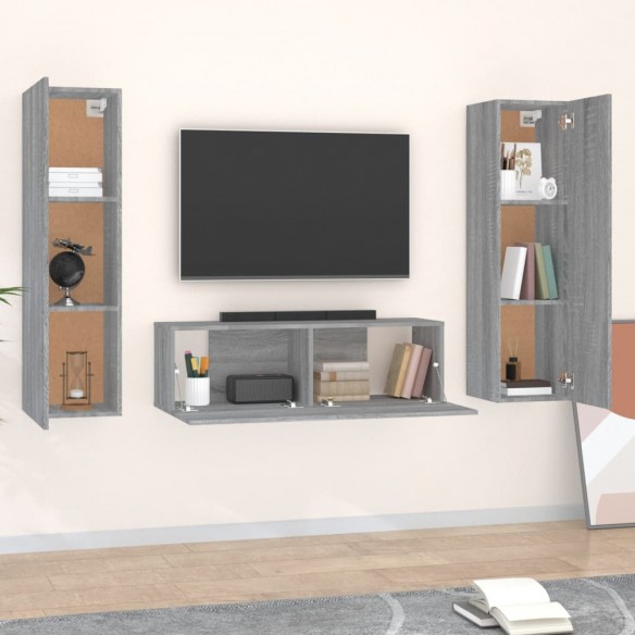 Ensemble de meubles TV 3 pcs Sonoma gris Bois d'ingénierie