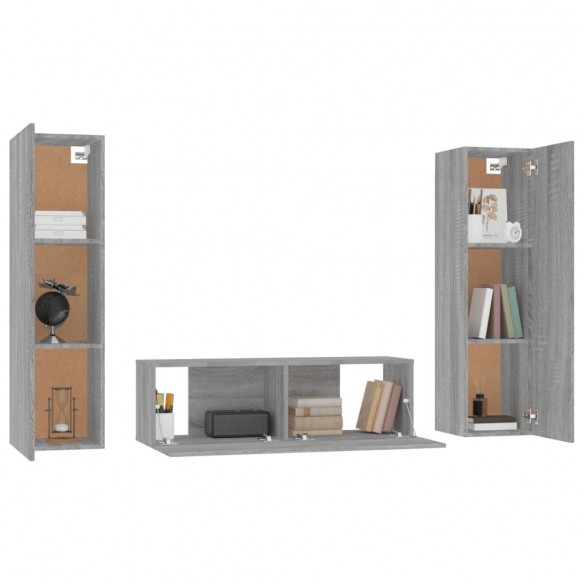 Ensemble de meubles TV 3 pcs Sonoma gris Bois d'ingénierie