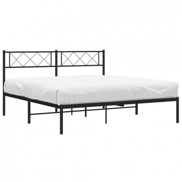 Cadre de lit métal avec tête de lit noir 120x190 cm