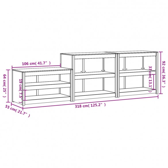 Armoires de cuisine d'extérieur 3 pcs bois massif douglas