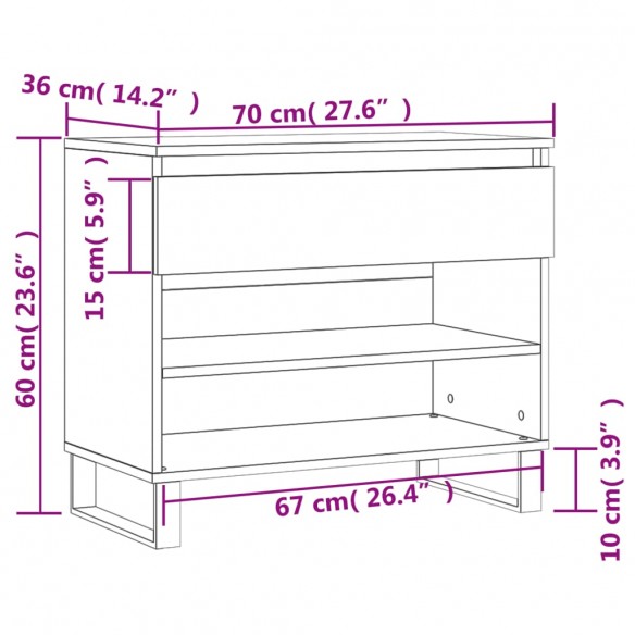 Armoire à chaussures Blanc 70x36x60 cm Bois d'ingénierie