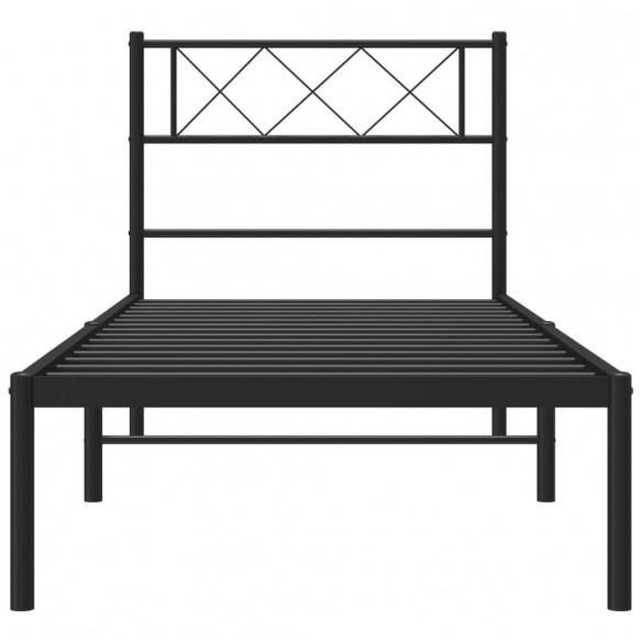 Cadre de lit métal avec tête de lit noir 90x190 cm