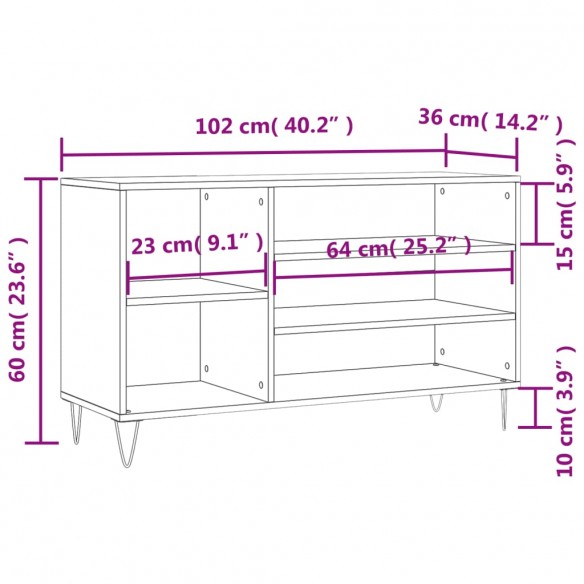 Armoire à chaussures Blanc 102x36x60 cm Bois d'ingénierie