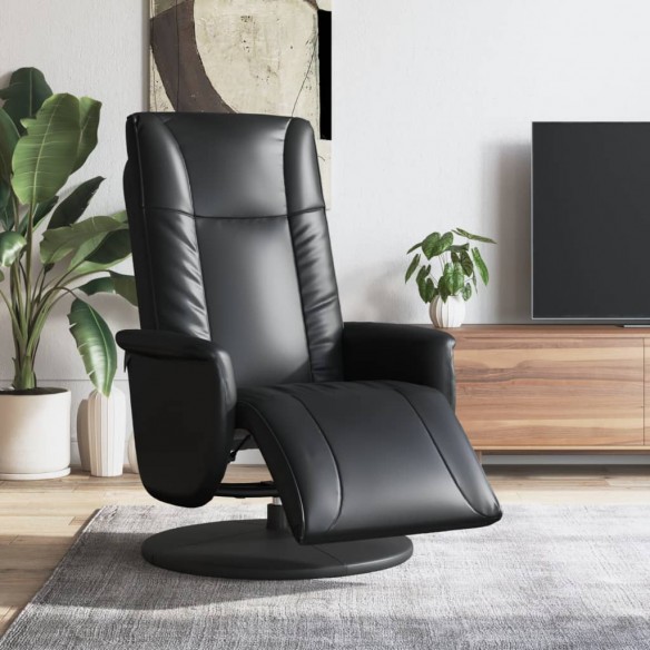 Fauteuil inclinable avec repose-pieds noir similicuir