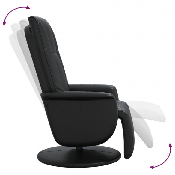 Fauteuil inclinable avec repose-pieds noir similicuir