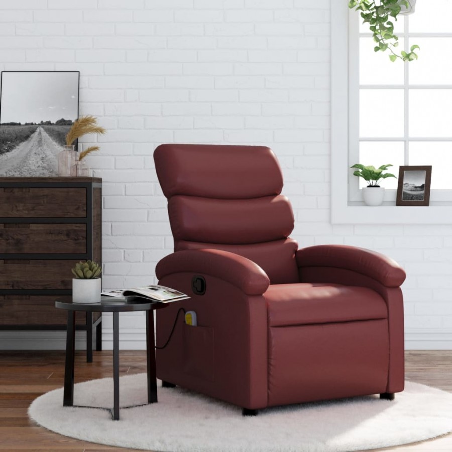 Fauteuil de massage inclinable Rouge bordeaux Similicuir