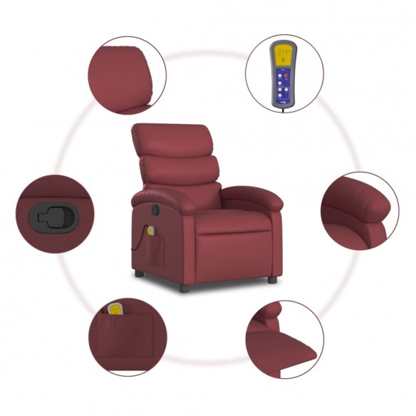 Fauteuil de massage inclinable Rouge bordeaux Similicuir