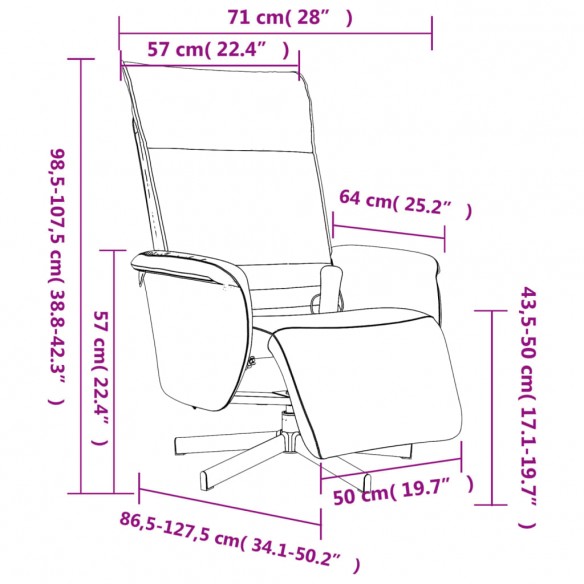 Fauteuil inclinable de massage repose-pieds cappuccino