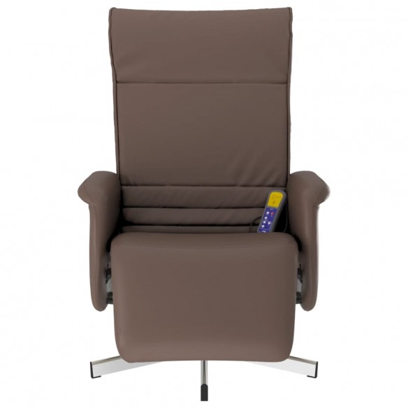 Fauteuil inclinable de massage repose-pieds marron similicuir