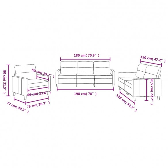 Ensemble de canapés 3 pcs avec coussins Jaune clair Tissu