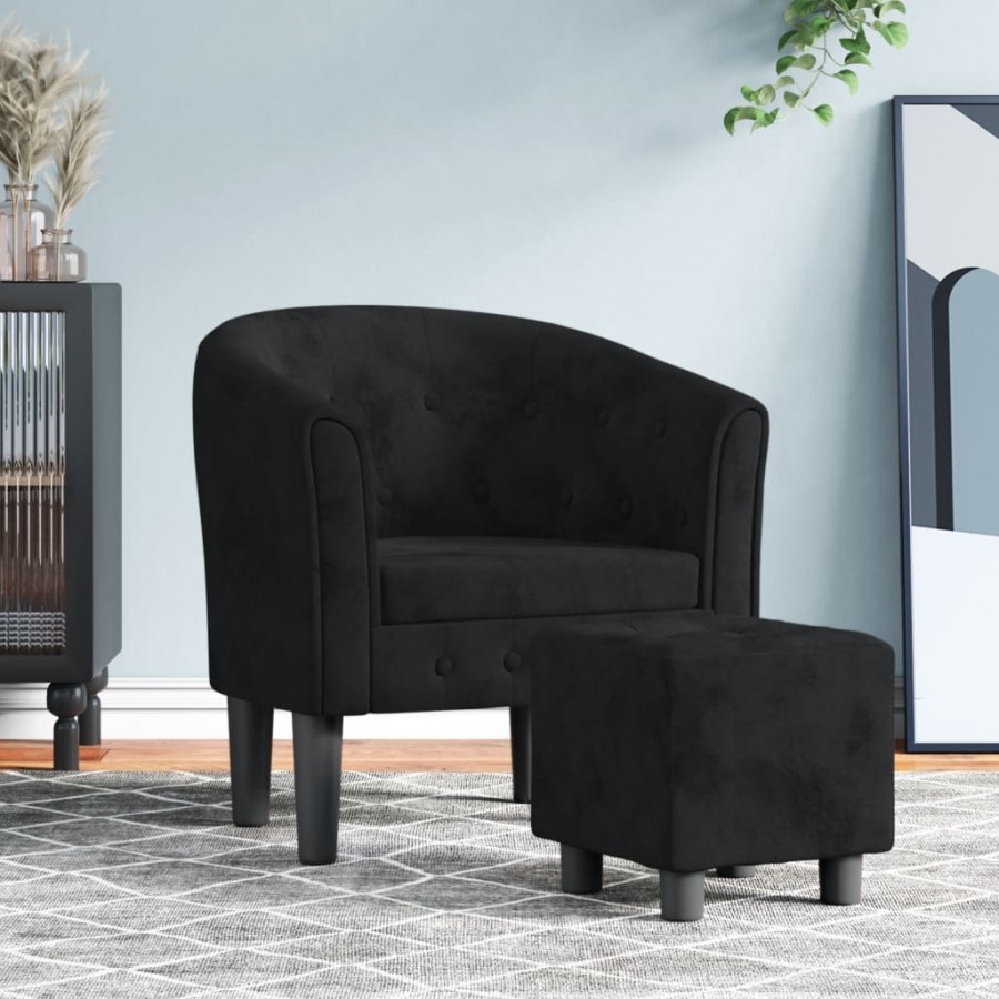 Fauteuil cabriolet avec repose-pied noir velours