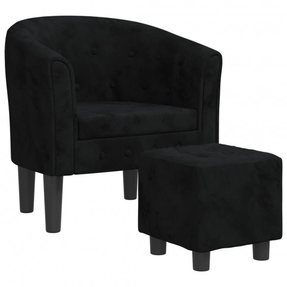 Fauteuil cabriolet avec repose-pied noir velours