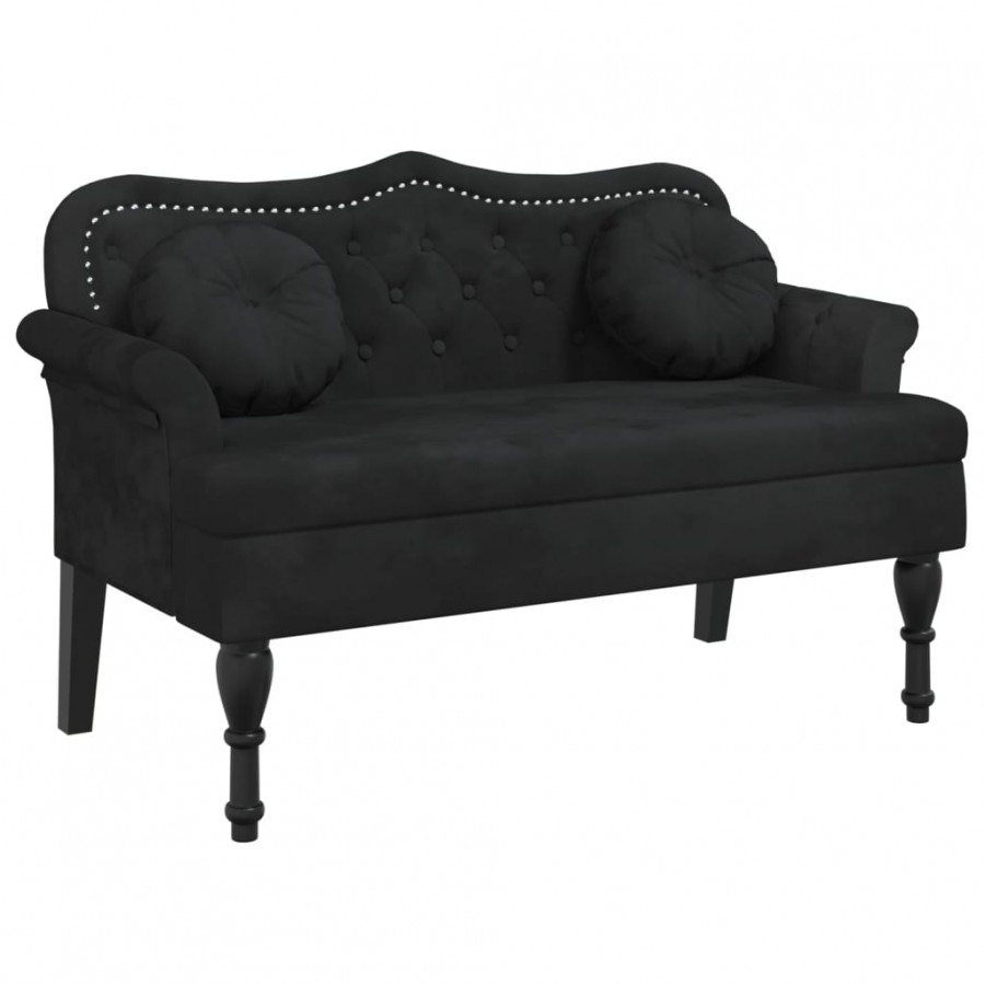 Banc avec coussins noir 120,5x65x75 cm velours Banc avec coussins noir 120,5x65x75 cm velours