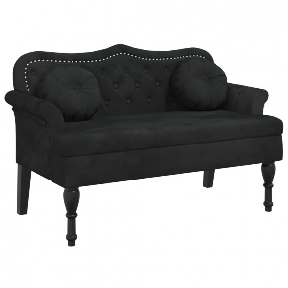 Banc avec coussins noir 120,5x65x75 cm velours