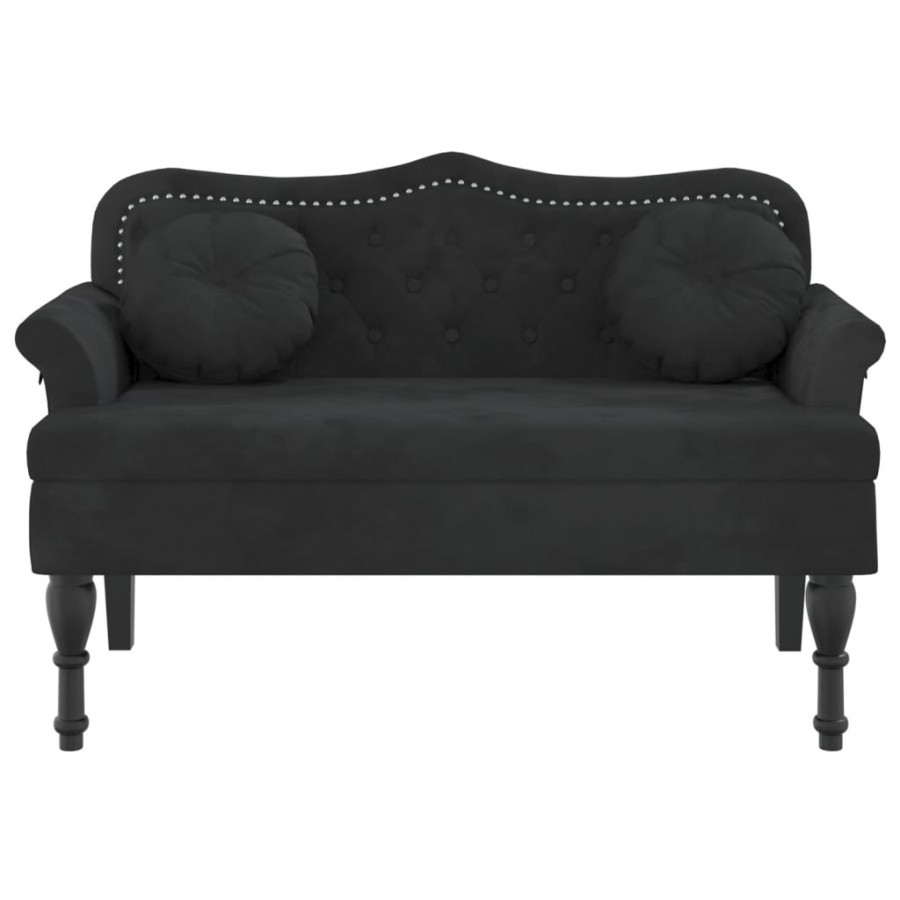 Banc avec coussins noir 120,5x65x75 cm velours Banc avec coussins noir 120,5x65x75 cm velours