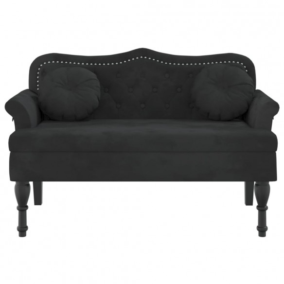 Banc avec coussins noir 120,5x65x75 cm velours