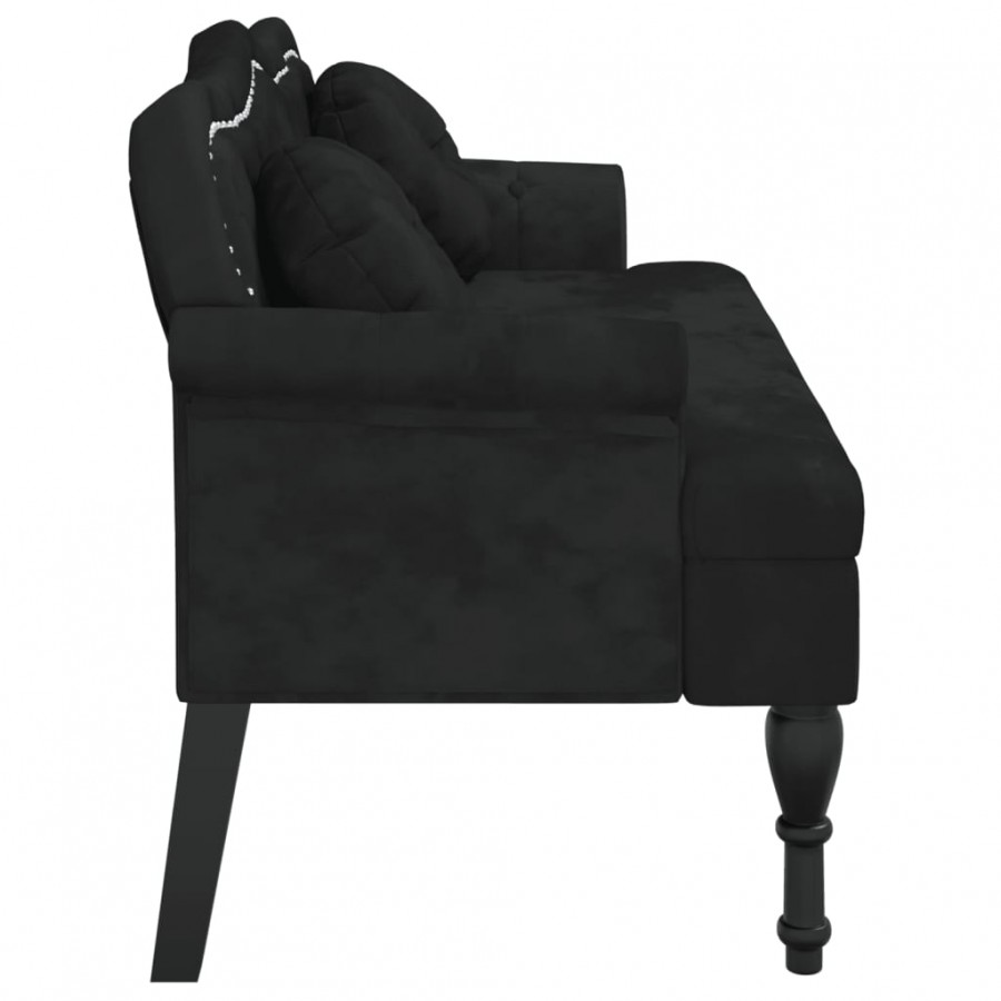 Banc avec coussins noir 120,5x65x75 cm velours Banc avec coussins noir 120,5x65x75 cm velours