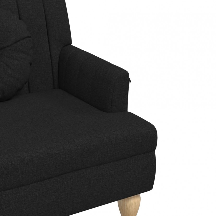 Banc avec coussins noir 113x64,5x75,5 cm tissu