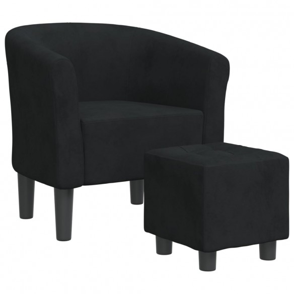 Fauteuil cabriolet avec repose-pied noir velours