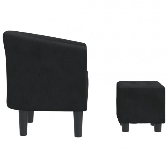 Fauteuil cabriolet avec repose-pied noir velours