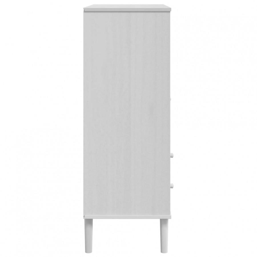 Buffet SENJA aspect rotin blanc 90x40x112cm bois massif de pin