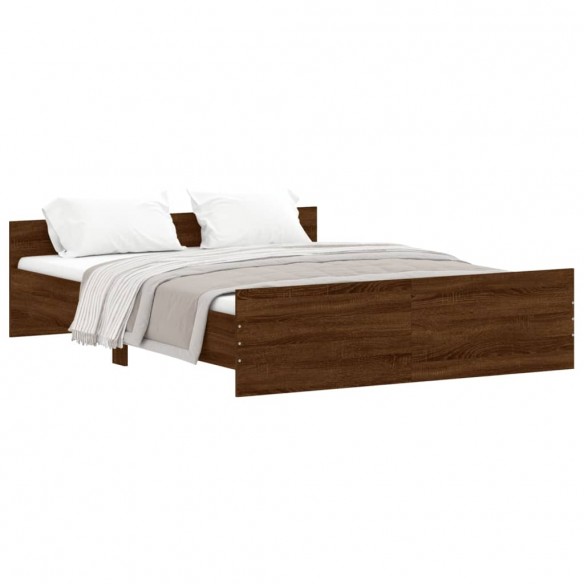Cadre de lit tête de lit et pied de lit chêne marron 140x200 cm