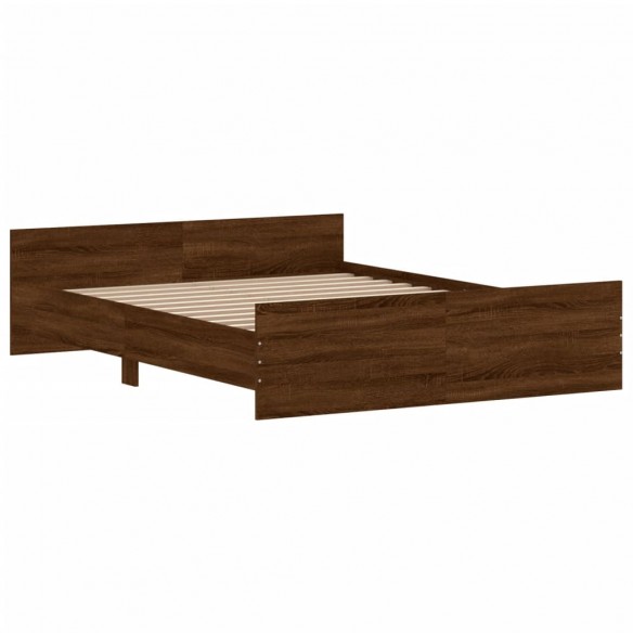 Cadre de lit tête de lit et pied de lit chêne marron 140x200 cm