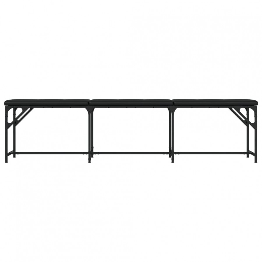 Banc à manger noir 186x32x45 cm acier et similicuir