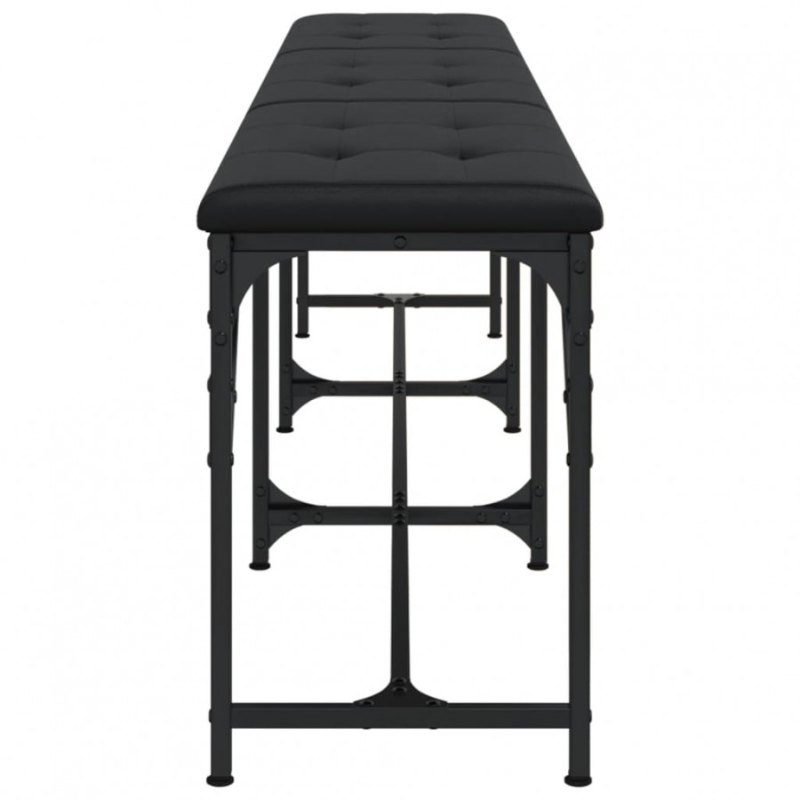 Banc à manger noir 186x32x45 cm acier et similicuir