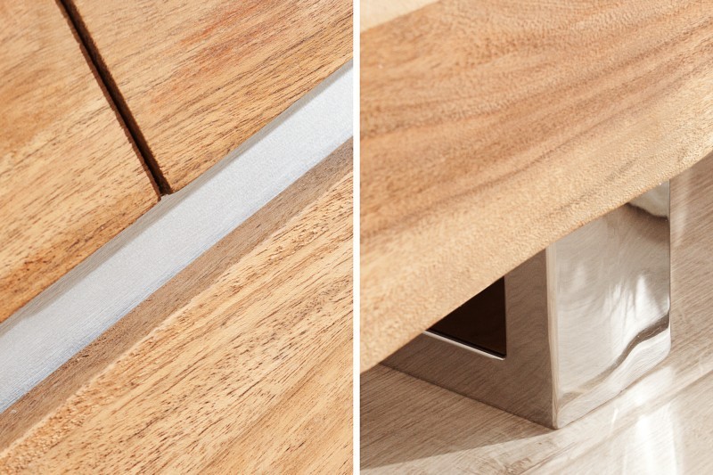 Enfilade 170 cm  design en bois massif avec piètement en métal