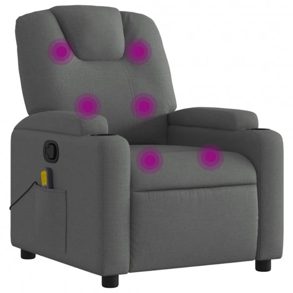 Fauteuil de massage inclinable Gris foncé Tissu