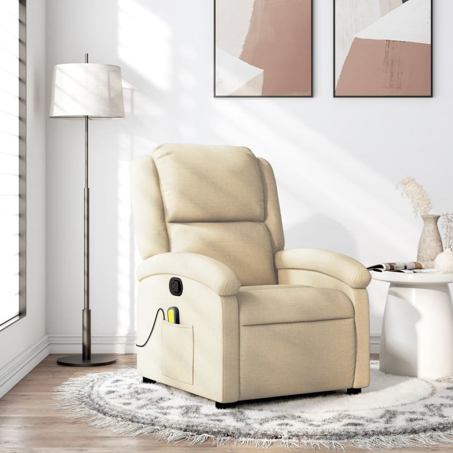 Fauteuil de massage inclinable Crème Tissu