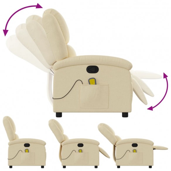 Fauteuil de massage inclinable Crème Tissu