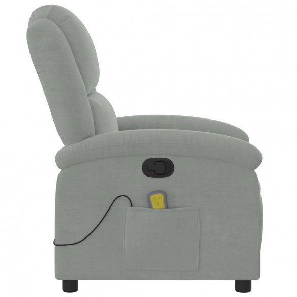 Fauteuil de massage inclinable gris clair velours