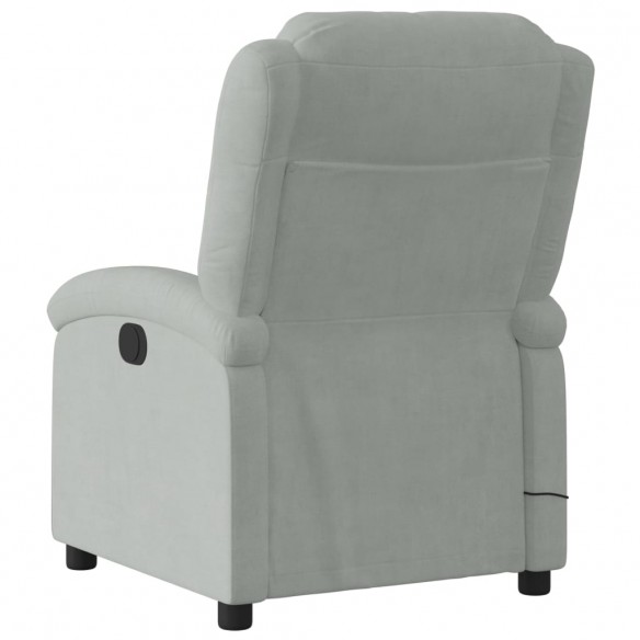 Fauteuil de massage inclinable gris clair velours