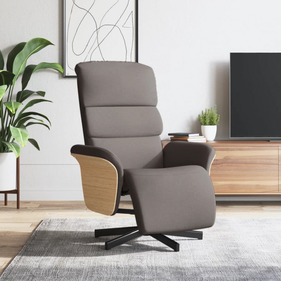 Fauteuil inclinable avec repose-pieds taupe tissu