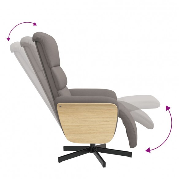 Fauteuil inclinable avec repose-pieds taupe tissu